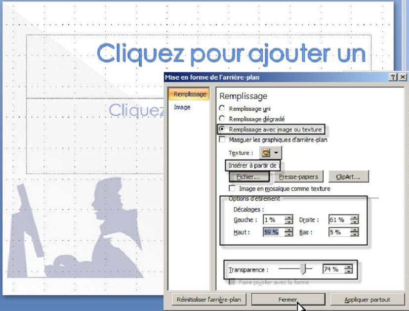 PowerPoint Mise en forme de l'arrière plan
