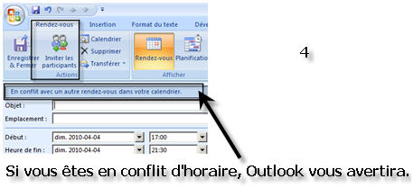 Avertissement conflit horaire